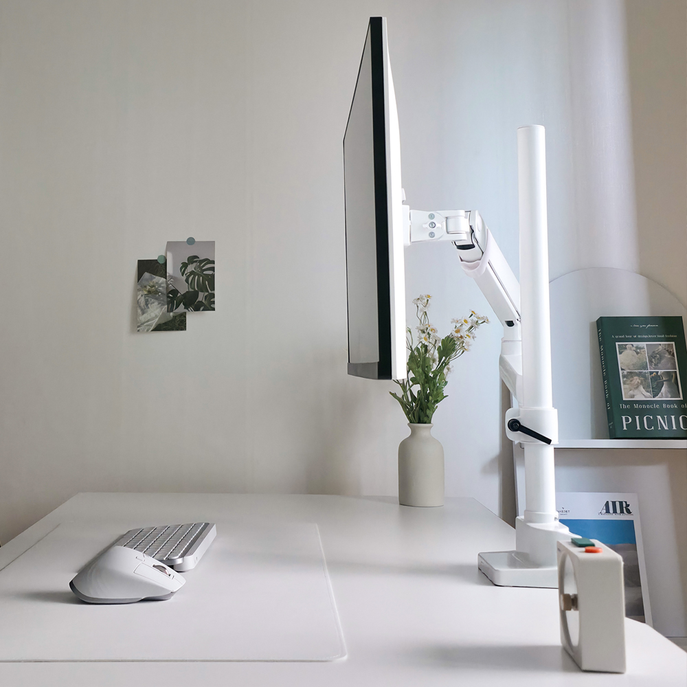 루나랩 모니터암 거치대 싱글 세로 수직 상하 스탠다드 폴 블랙