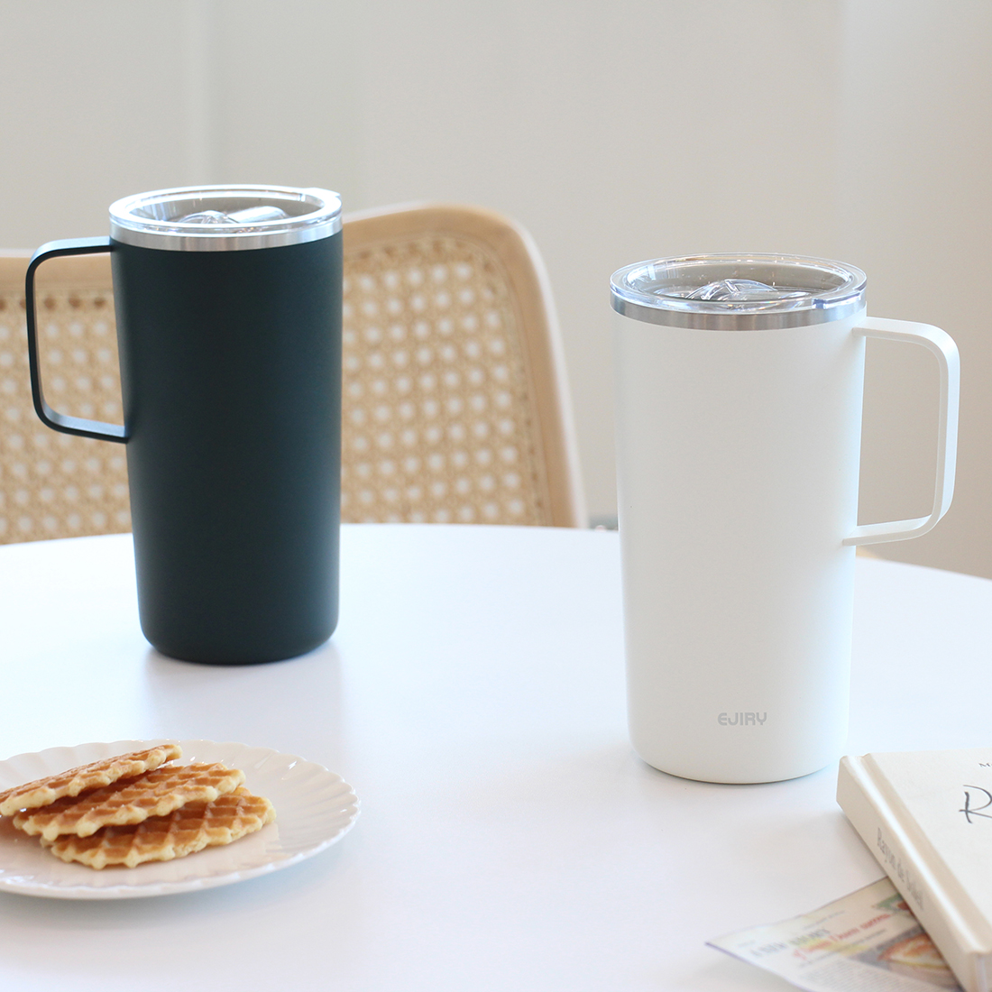 에지리 댄디머그 보온보냉 손잡이 텀블러 600ml, 딥그린, 1개 - 상세 이미지 3