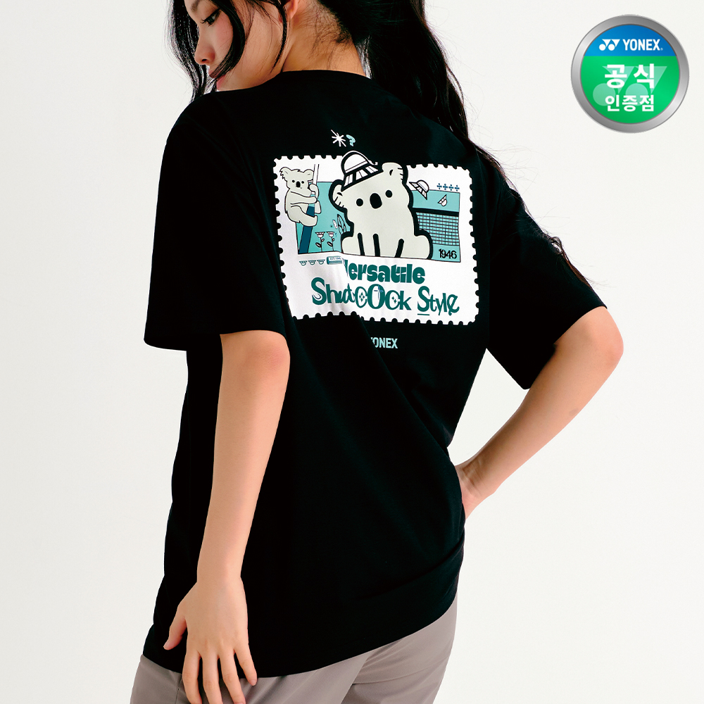 요넥스 253TS037U 배드민턴 오버핏 반팔 티셔츠 남녀공용 데일리웨어 블랙 제품 이미지