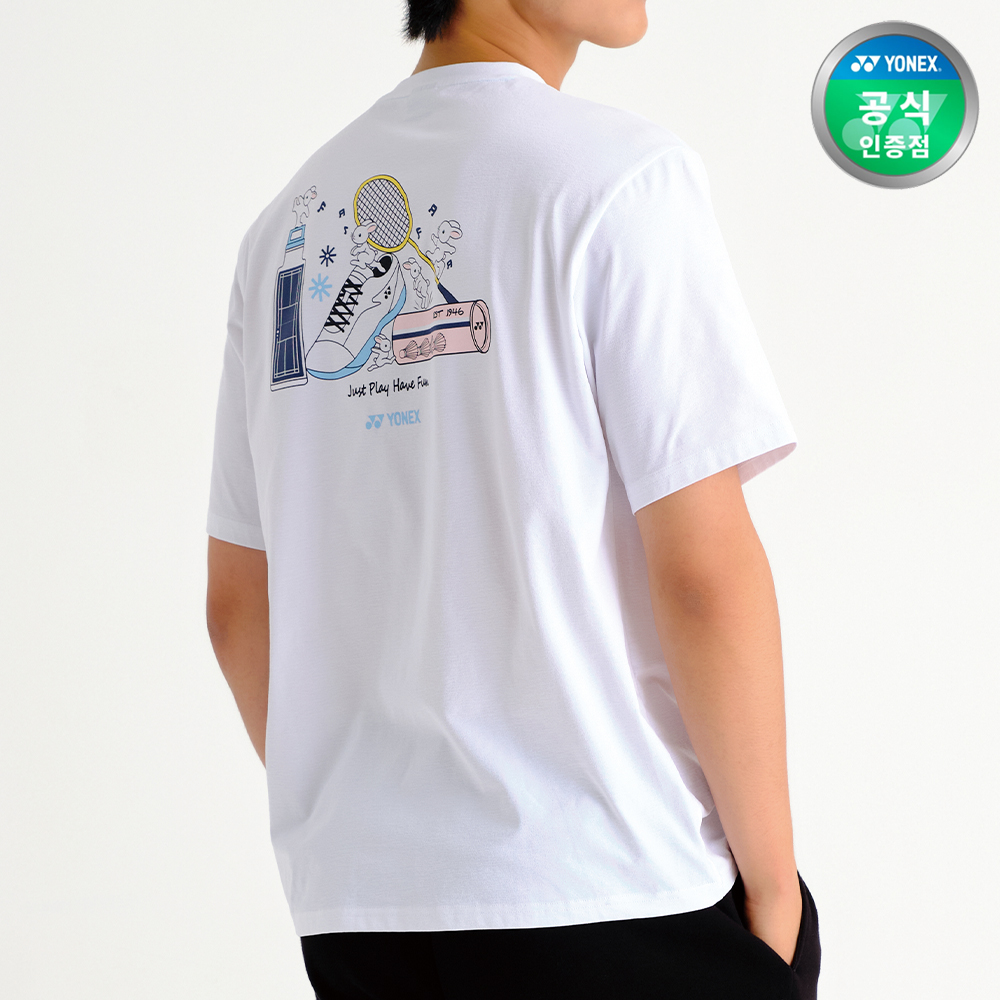 요넥스 253TS035U 배드민턴 오버핏 반팔 티셔츠 남녀공용 데일리웨어 화이트 - 상품 이미지