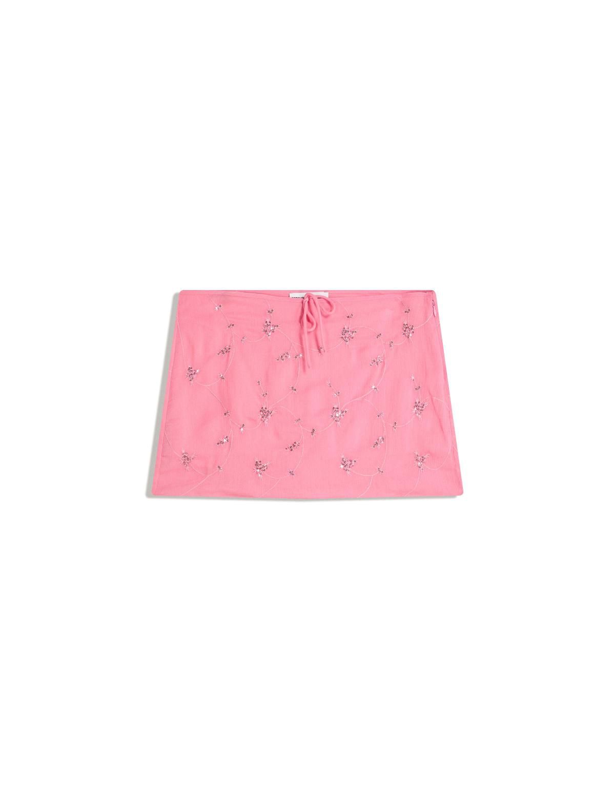 버쉬카 핑크 자수 미니 스커트 6081/105 PINK - 메인 이미지