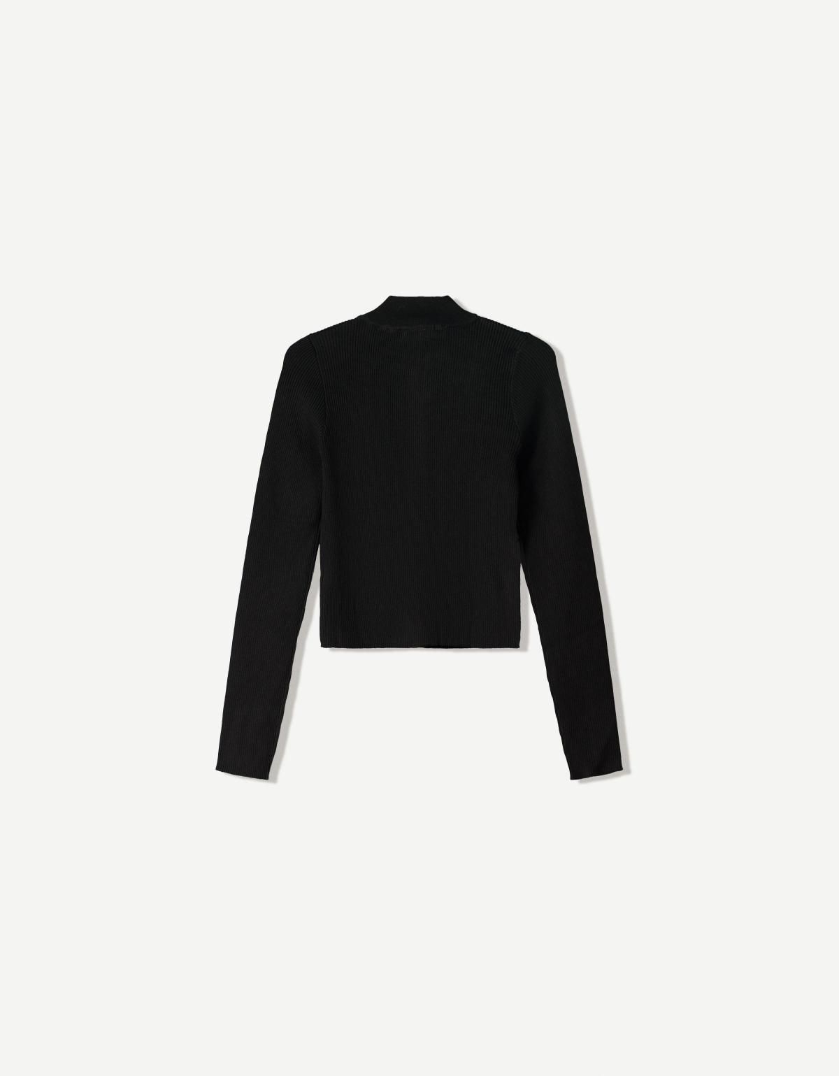 버쉬카 미니멀 골지 집업 재킷 6982/645 BLACK - 상세 이미지 2