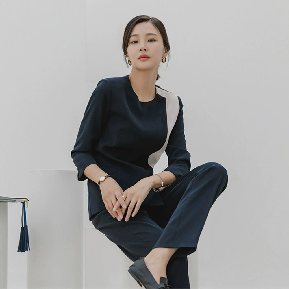 에스테틱유니폼 피부샵 단체복 근무복 에스테틱 간호사 A. 네이비 블루 바지, A. S - 상세 이미지 3