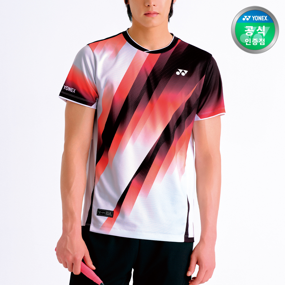요넥스 253TS027M 배드민턴 반팔 티셔츠 남성 게임웨어 레드 - 상품 이미지