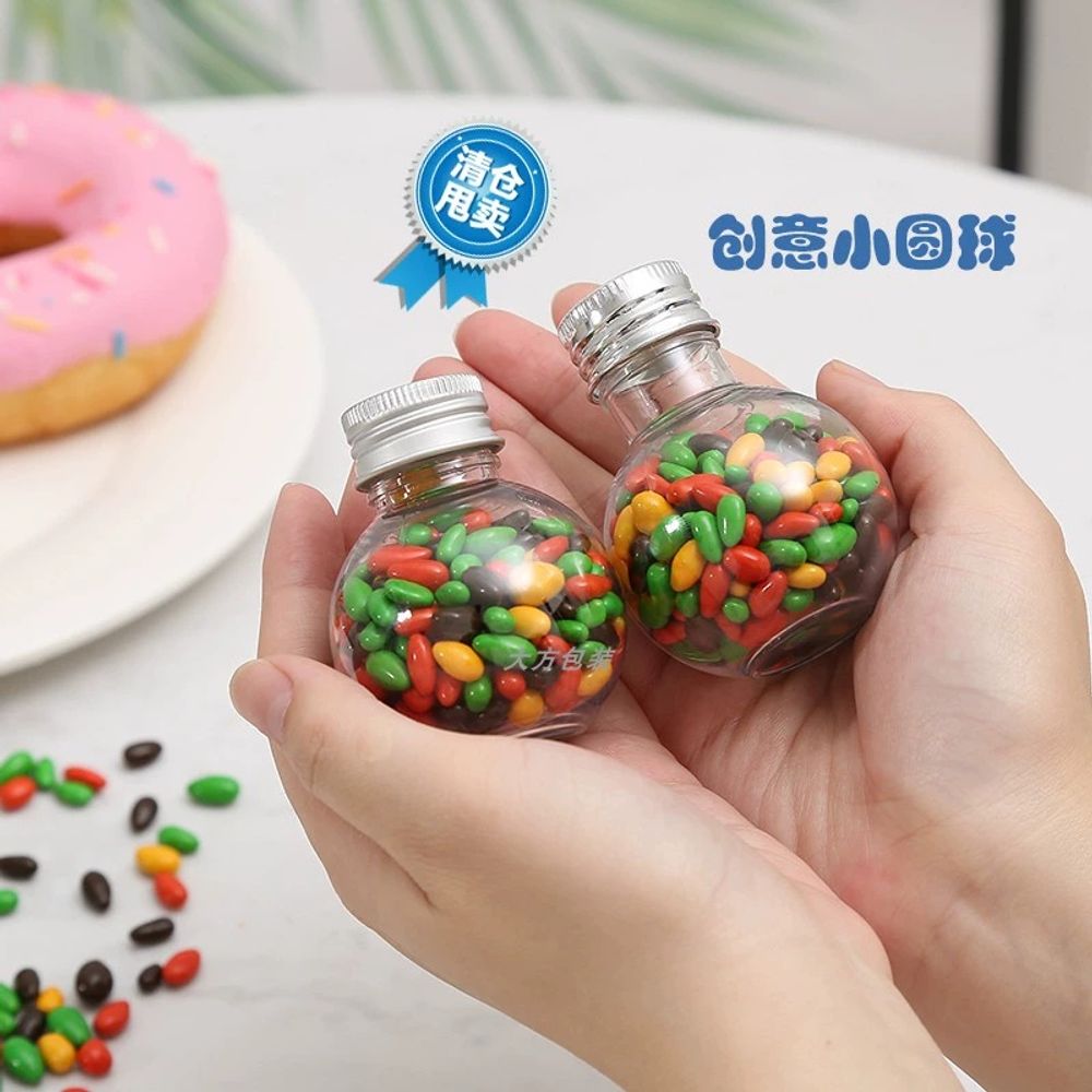 별모양 공모양 병 미니보틀 50ml 플라스틱 A. 50ml 볼병 실버 링 캡, A. 50 - 상세 이미지 2