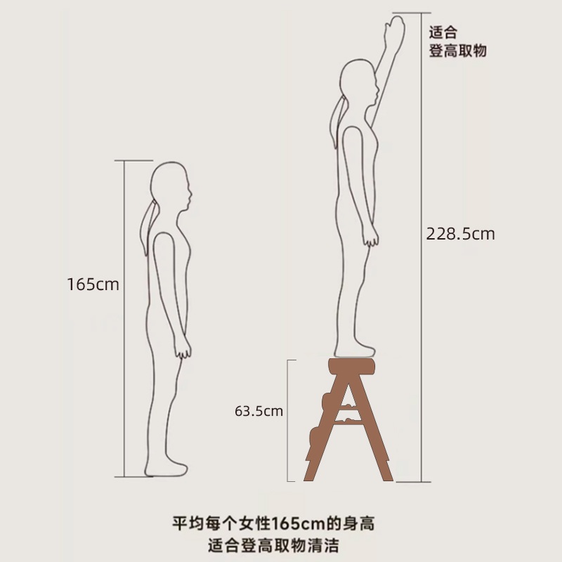 나무 사다리 스텝스툴 계단 원목 스툴 의자 선반 주방 수납 용품 인테리어 3단 3년산 대나무 접이식 1개 - 상세 이미지 5