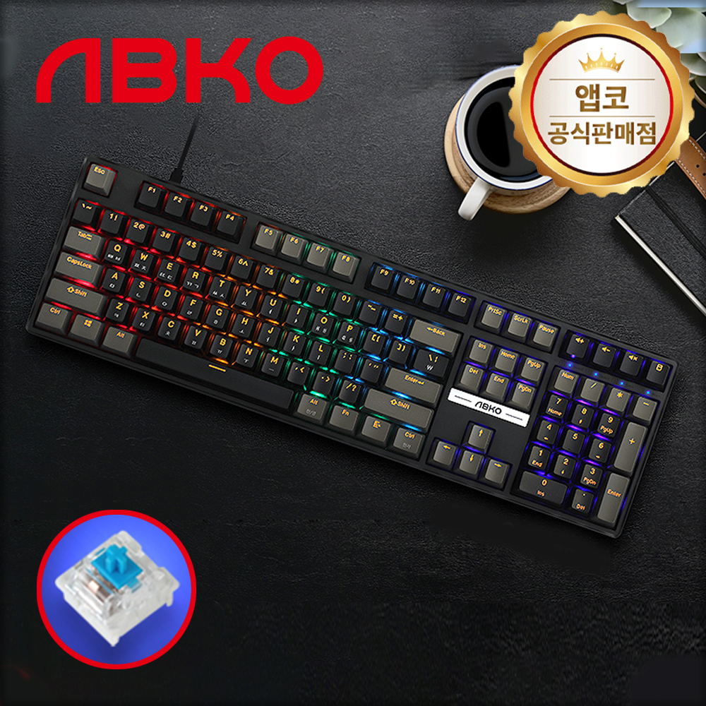 앱코 K580 투톤 키캡 교체축 게이밍 기계식 키보드 젠틀맨, 청축, 50g