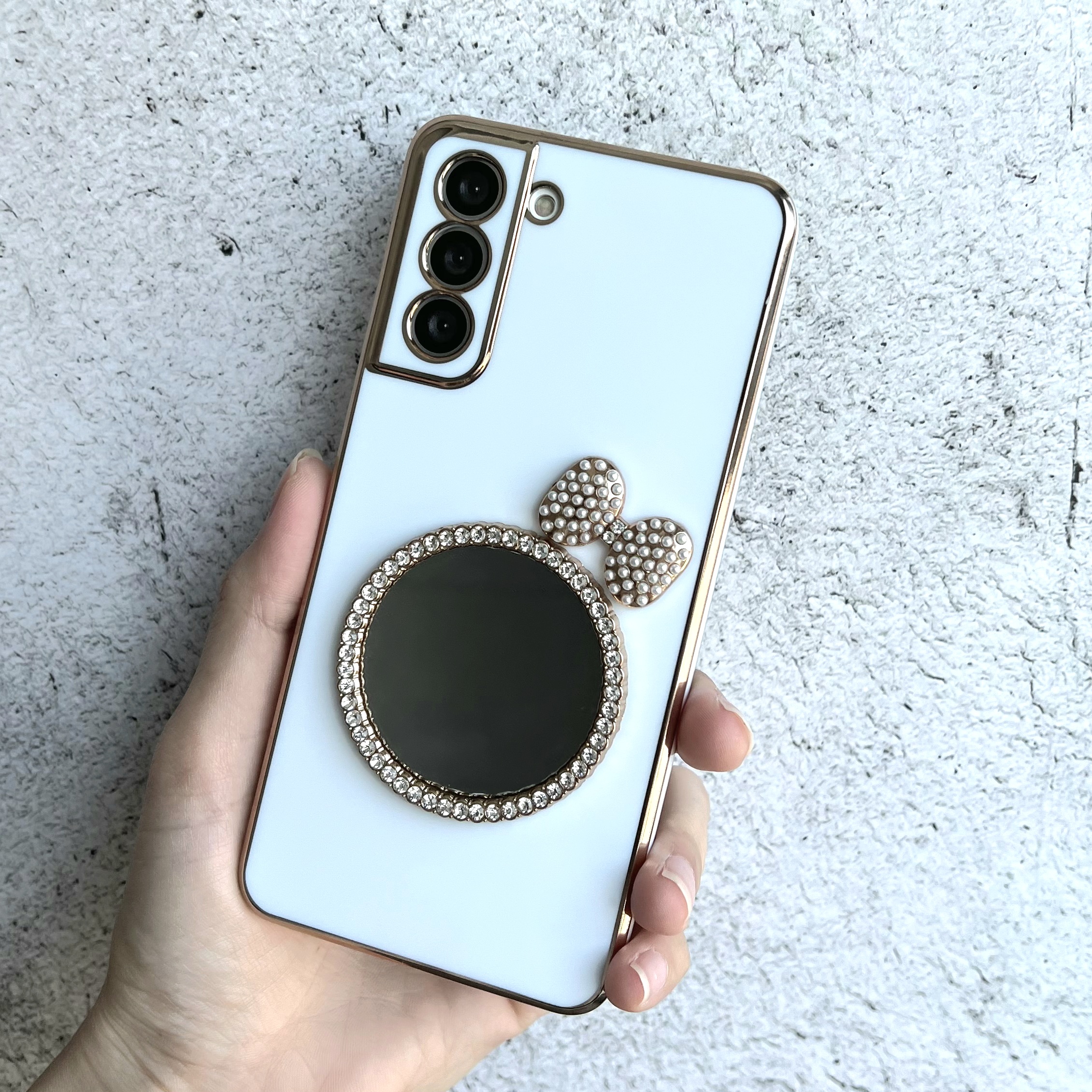 거울 케이스 미러 범퍼 젤리 실리콘 슬림 풀커버 카메라보호 명품 화이트, 갤럭시S21 플러스 - 상품 이미지