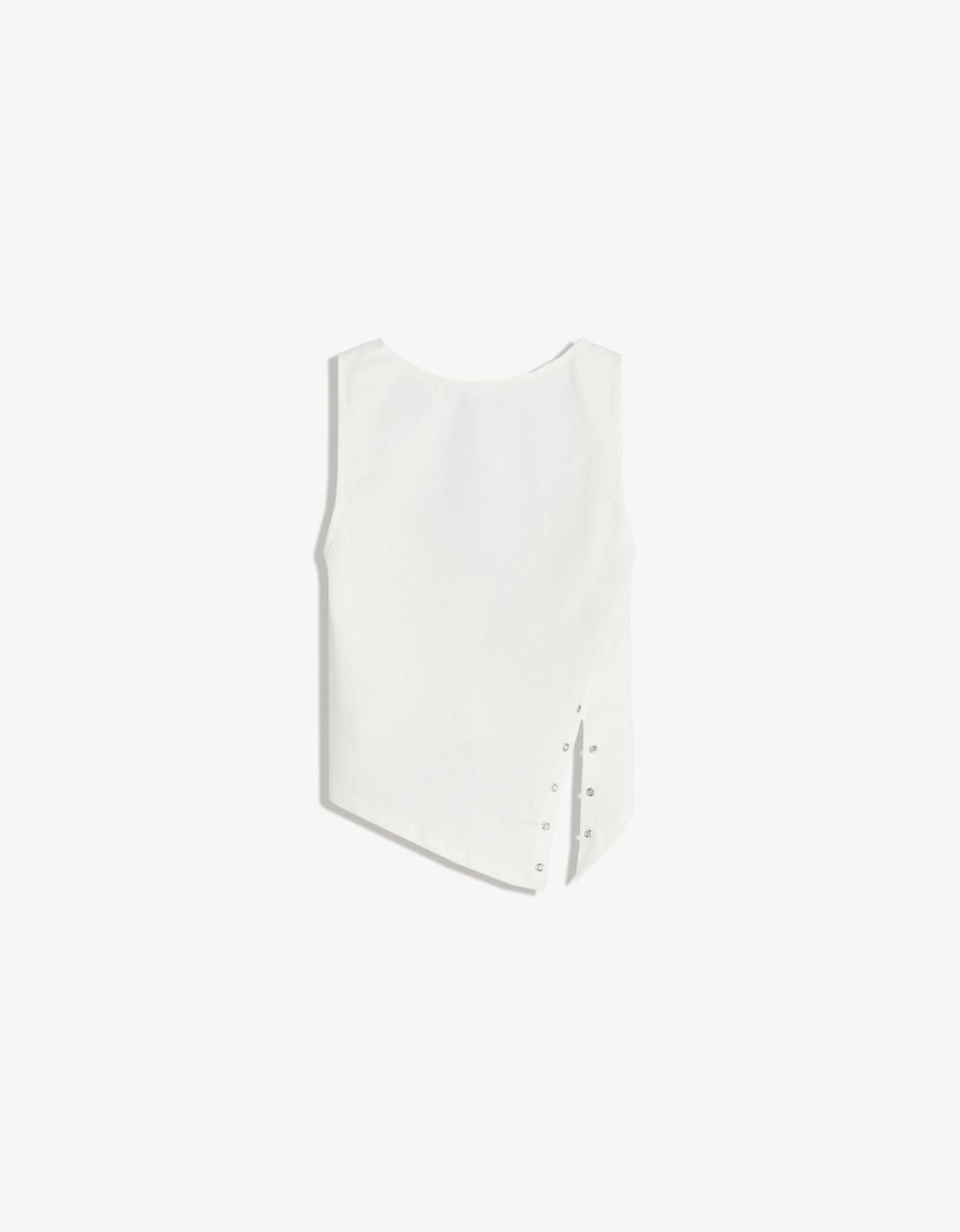 버쉬카 스터드 미니멀 언발란스 민소매 티셔츠 7607/360 OFF WHITE - 상품 이미지