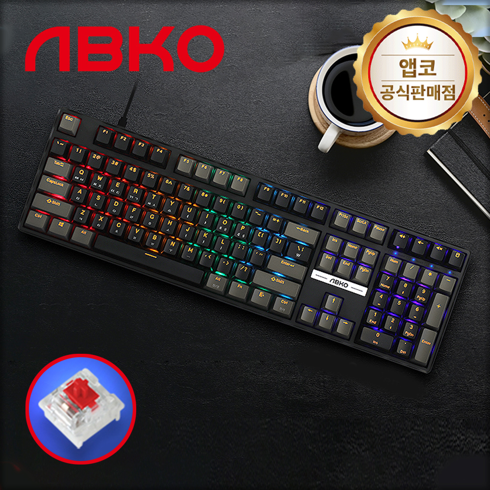 앱코 K580 투톤 키캡 교체축 게이밍 기계식 키보드 젠틀맨, 적축, 45g