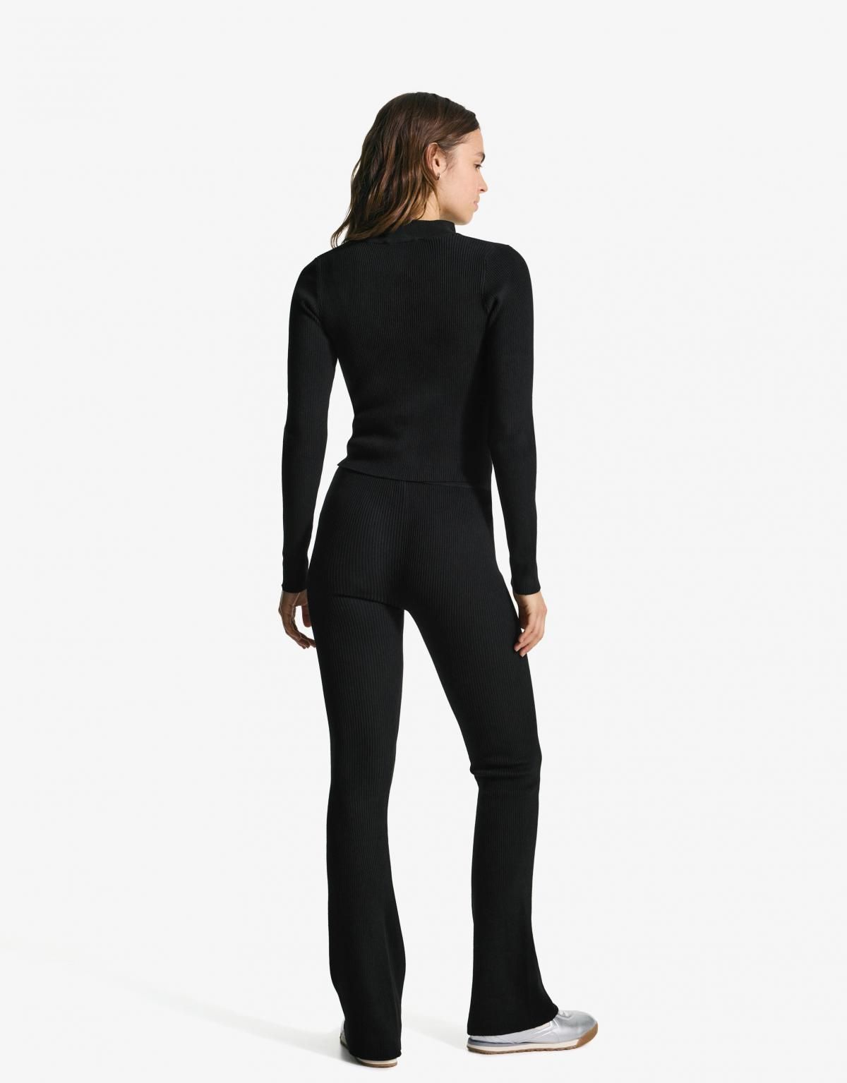 버쉬카 미니멀 골지 집업 재킷 6982/645 BLACK - 상세 이미지 4