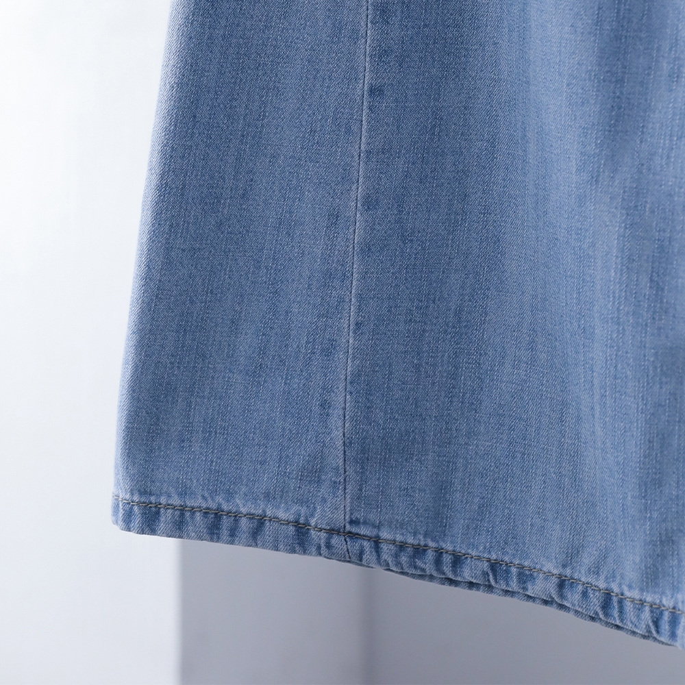 테이븐 롱다리핏 절개 와이드 히든밴딩 썸머 데님 팬츠 - 상세 이미지 5