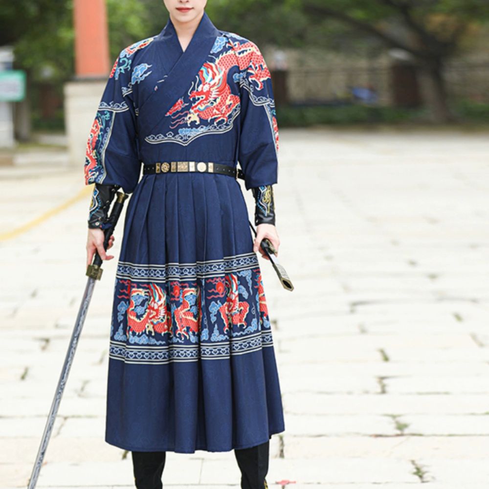 호위무사 의상 조선시대 검객 복장 공연 호위 코스튬 로얄 A. 파란색, A. S - 상세 이미지 3