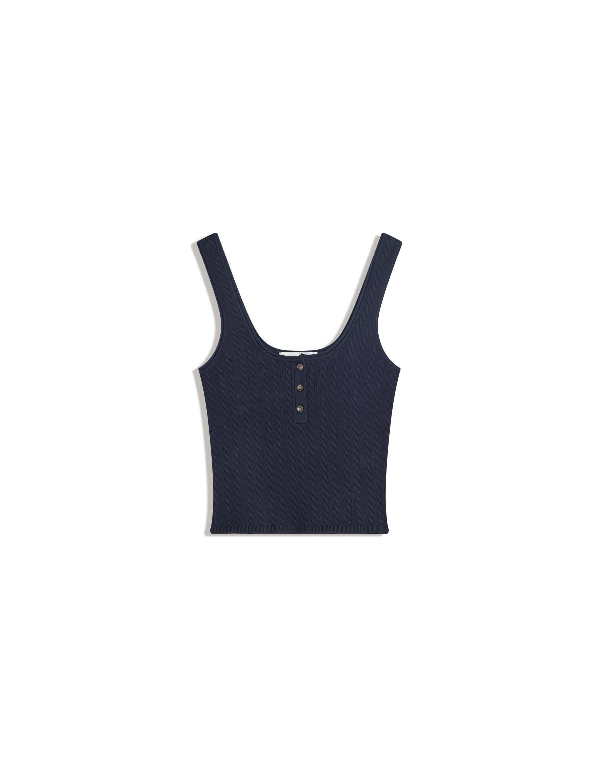 버쉬카 네이비 케이블 니트 스트랩 민소매 탑 8744/623 BLUE - 상품 이미지