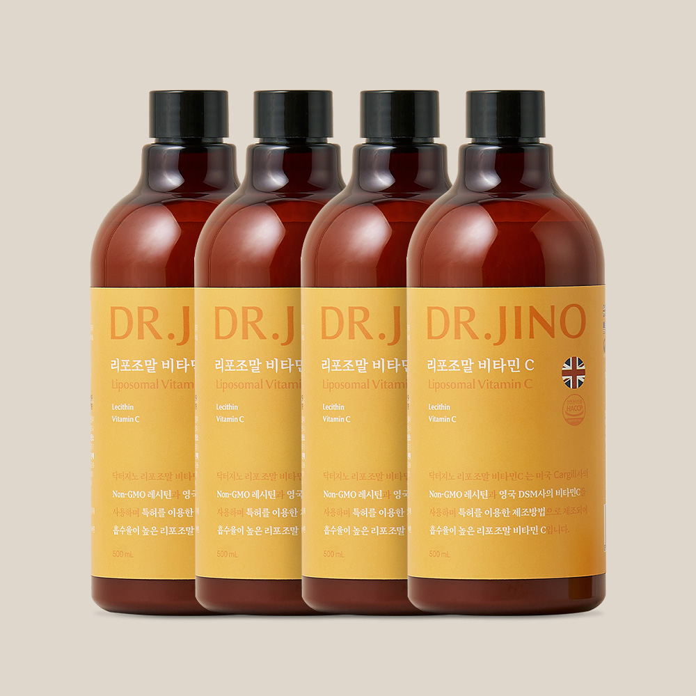 [당일생산,당일출고] 닥터지노 리포조말 비타민C 1000mg 액상 속편한 고함량 리포좀 500ml, 4개