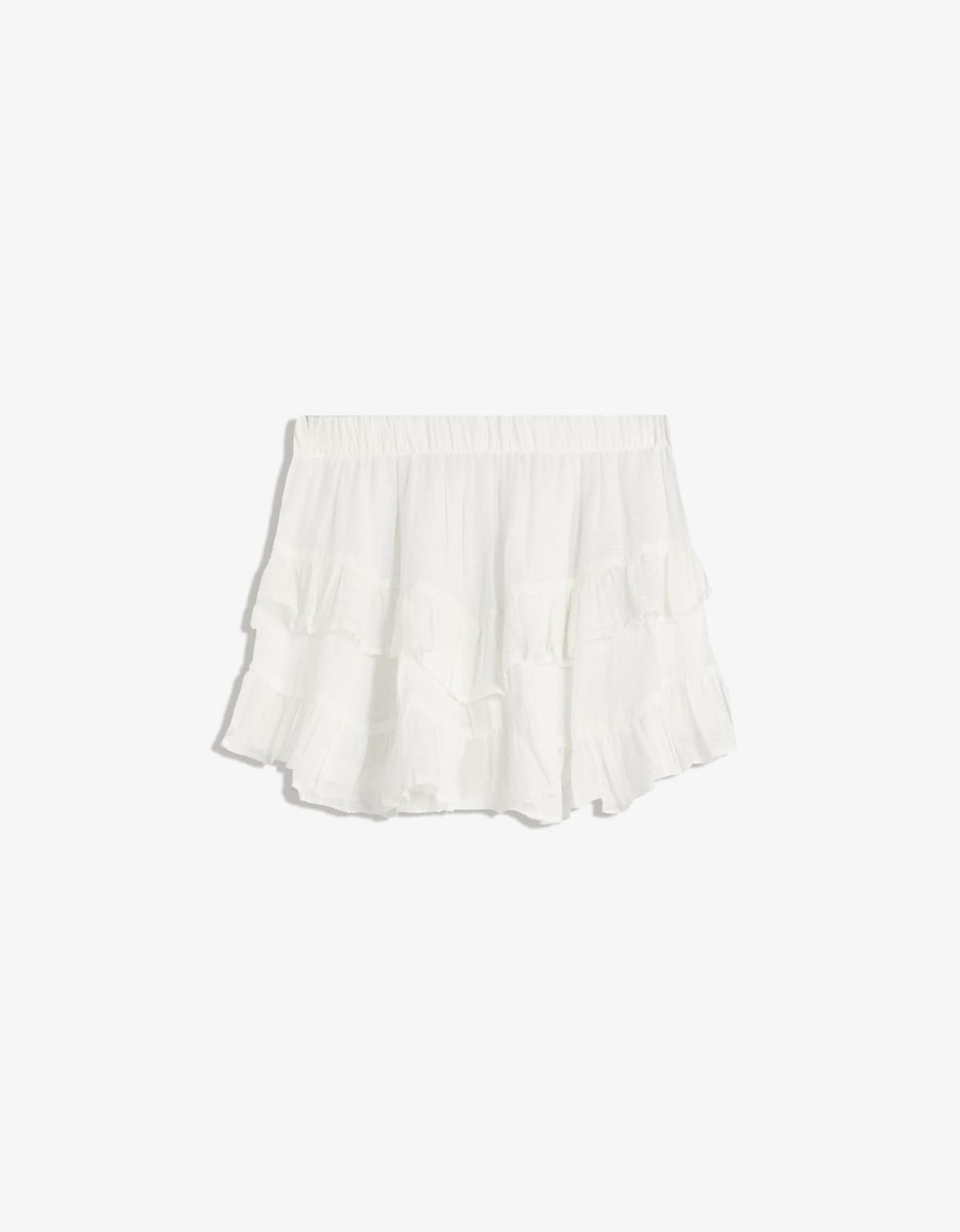 버쉬카 러플 스터드 레이어드 미니 스커트 6076/323 WHITE - 상세 이미지 5