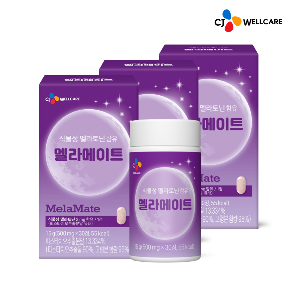 CJ 멜라메이트 식물성 멜라토닌 2mg 식물유래 30정, 3개