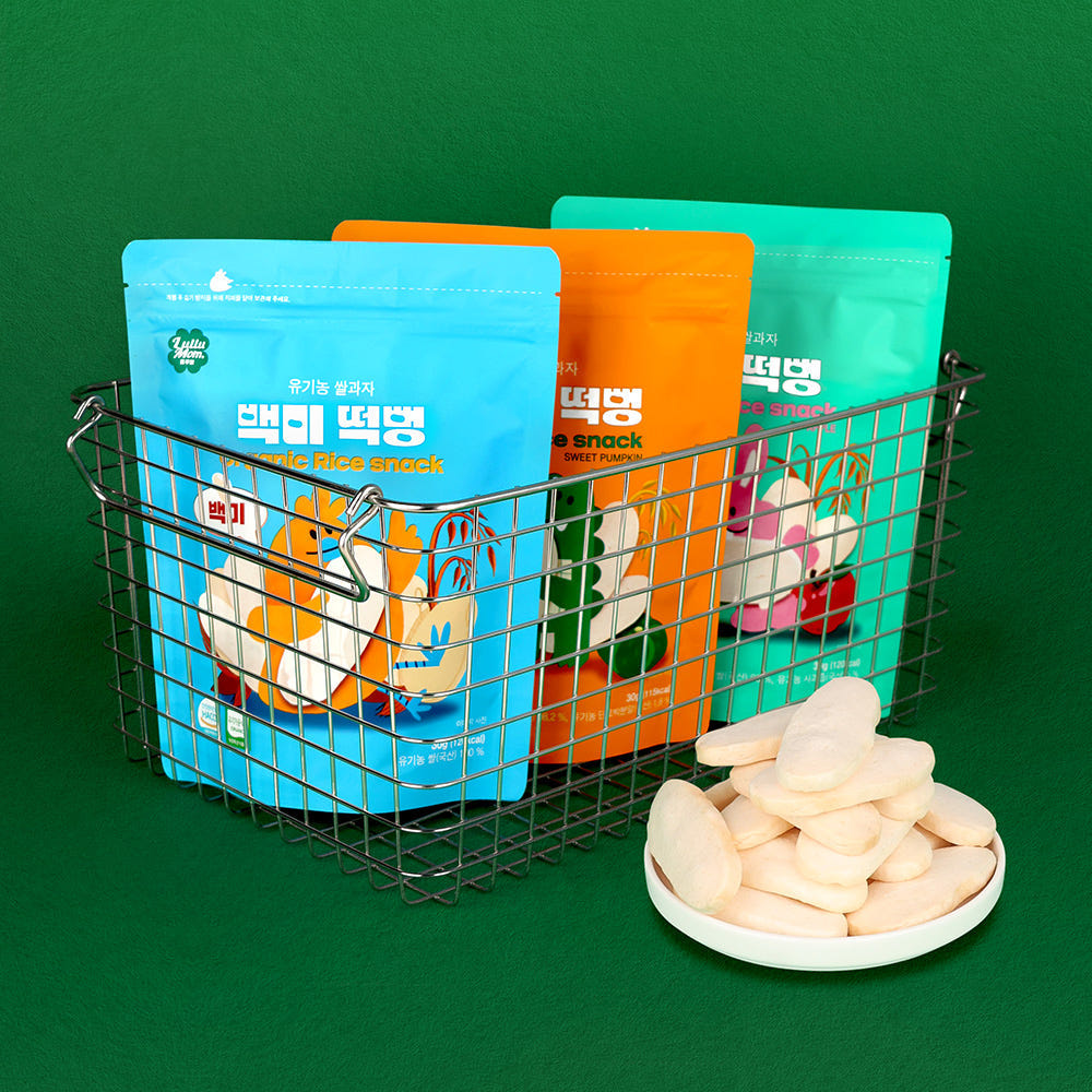 룰루맘 유기농 쌀 떡뻥 돌 아기간식 과자 6봉 세트
