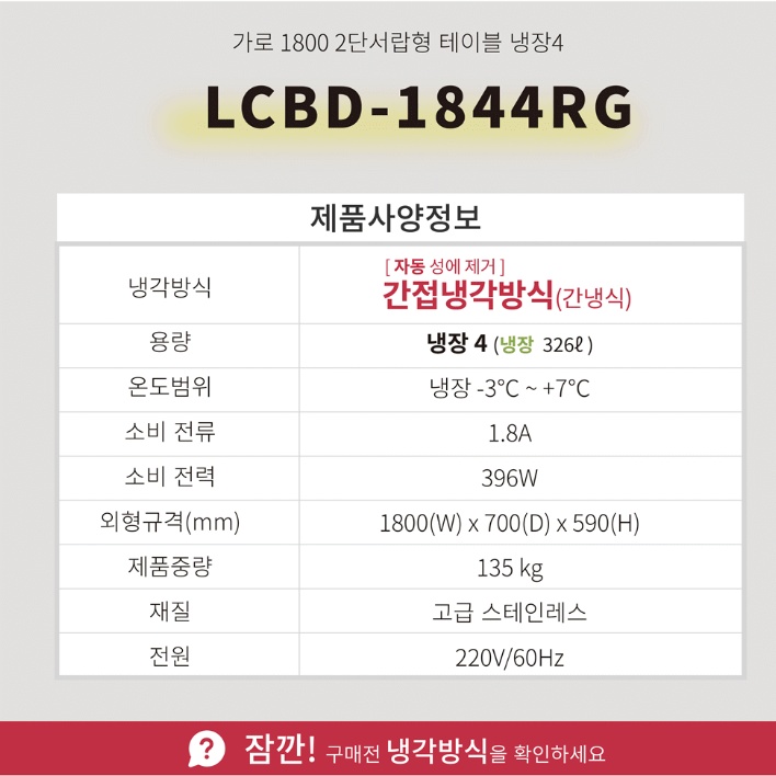 서랍식테이블냉장고 1800 카페용 2단 4칸 밧드 서랍냉장고 - 상세 이미지 4