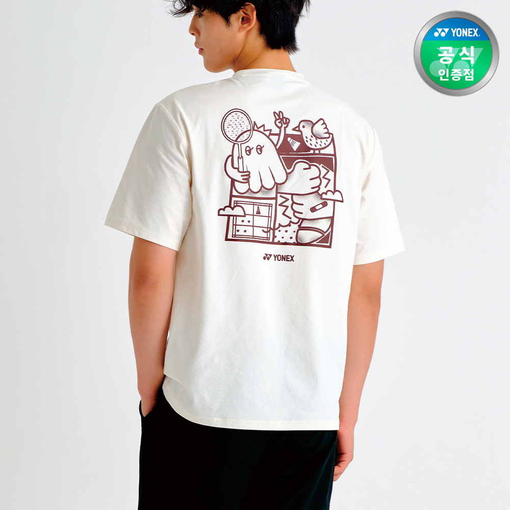 요넥스 253TS038U 배드민턴 오버핏 반팔 티셔츠 남녀공용 데일리웨어 아이보리