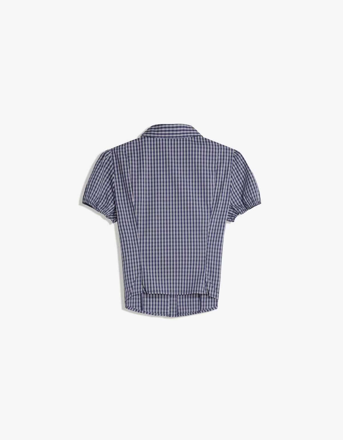 버쉬카 체크 크롭 반팔 셔츠 6268/008 WASHED OUT BLUE - 상세 이미지 5