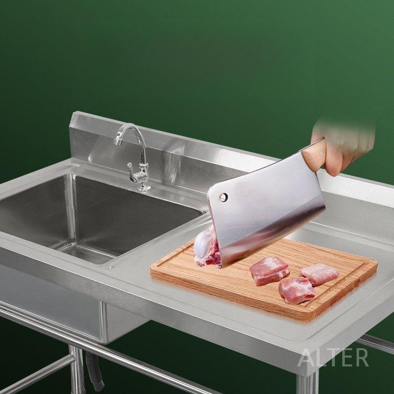 간이 싱크대 개수대 옥외 스테인레스 씽크대 1.0 두께 100x50cm 왼쪽 - 상세 이미지 3
