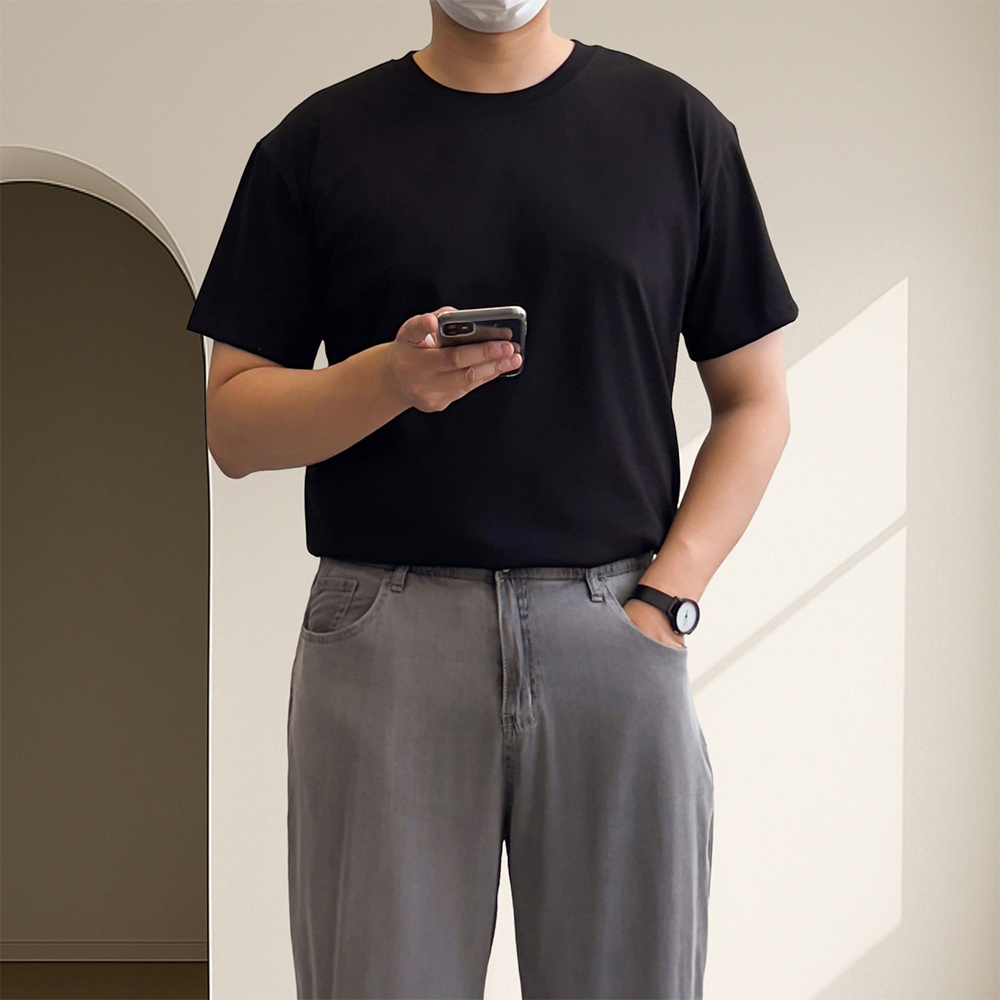 쿨링티셔츠 수피마 오버핏 목안늘어나는 비침없는 무지 반팔티 - 상세 이미지 5
