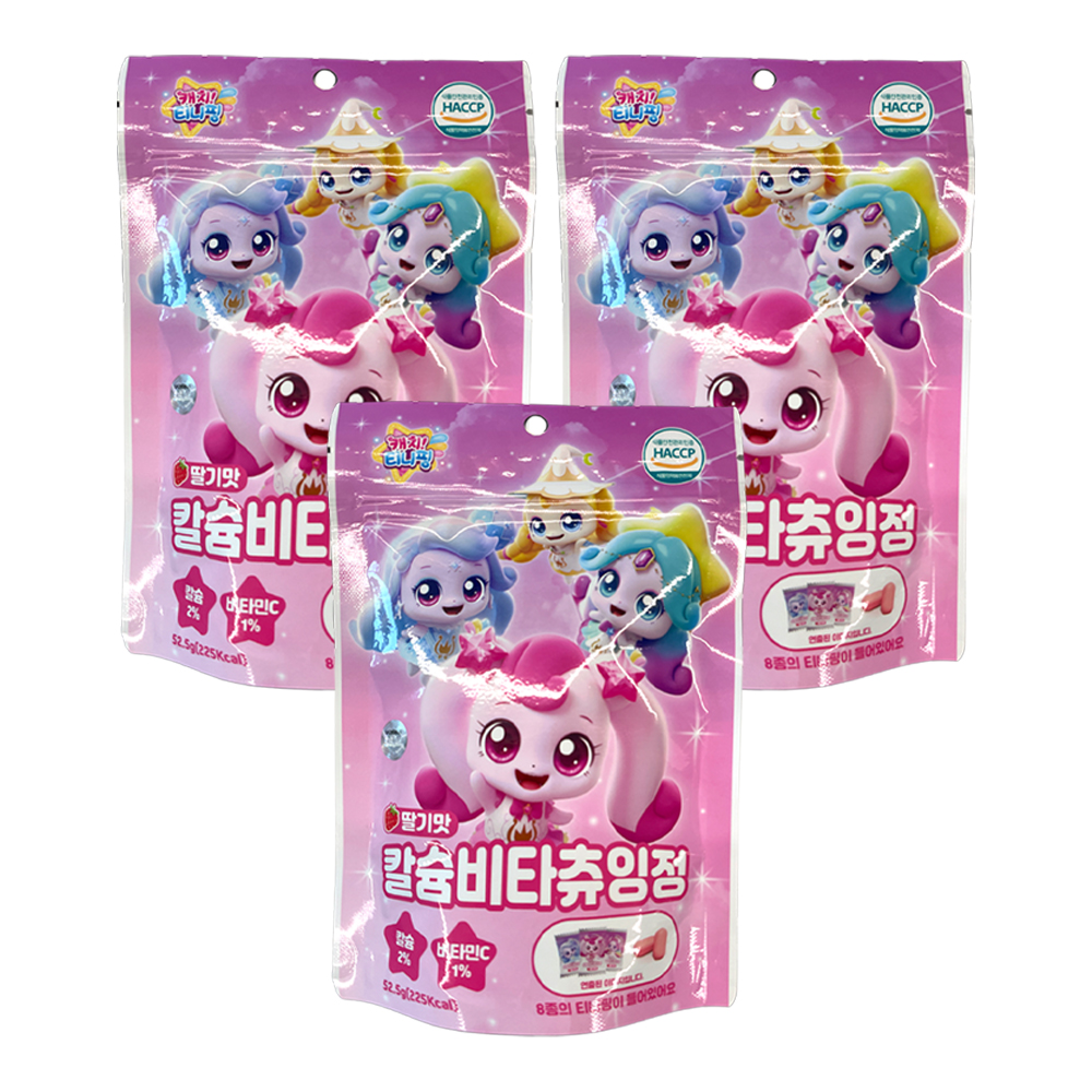 캐치티니핑 칼슘비타 츄잉정 52.5g x3개 딸기맛 비타민C 칼슘 어린이비타민 - 상품 이미지