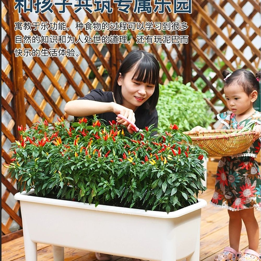 대형 사각 화분 스텐 야외 C. SC09높은 발이 달린 야채 화분흰색 모, A. 플라스틱 - 상세 이미지 5