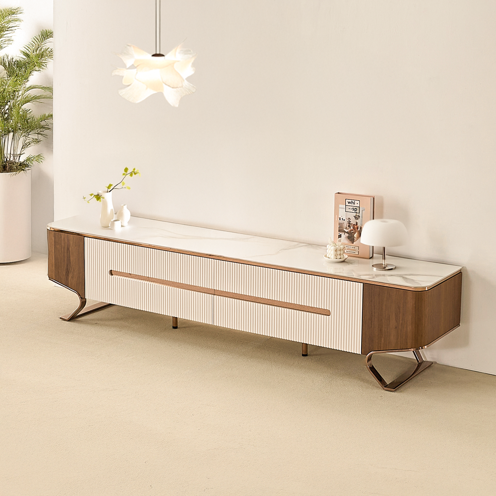 벨아르크 세라믹거실장 85인치 템바보드 수납장 티비서랍장 낮은