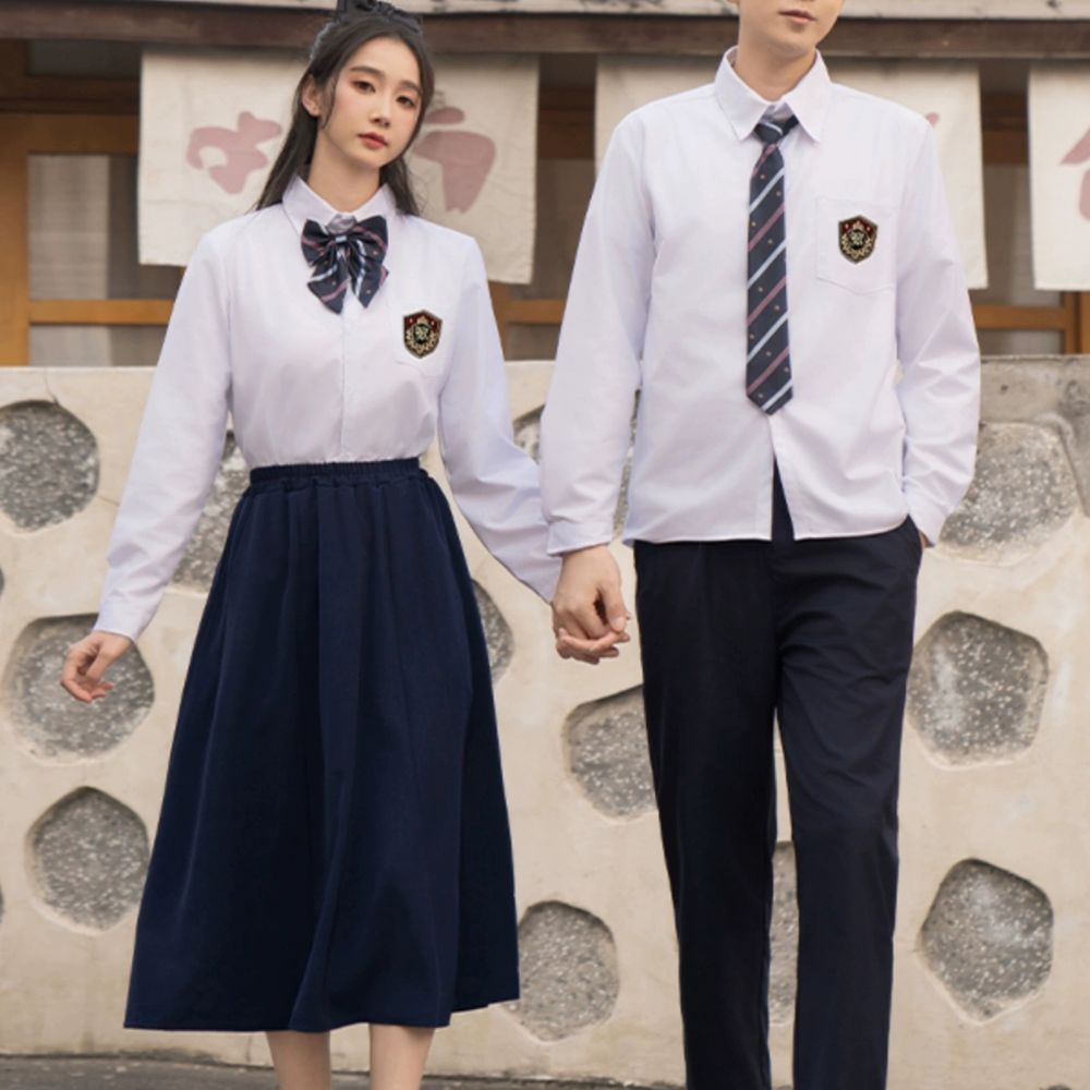 일본 교복 졸업사진옷 졸업사진 B. 여성용 흰색 긴팔 파란색 크라운 나비넥, A. 2XL 이미지 6