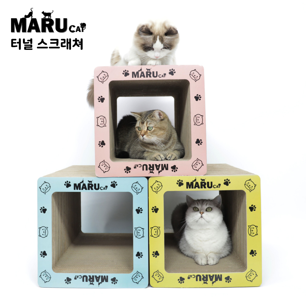 [국내제작] 마루캣 고양이 스크래쳐 터널 숨숨집 대형 색상 랜덤, 1개