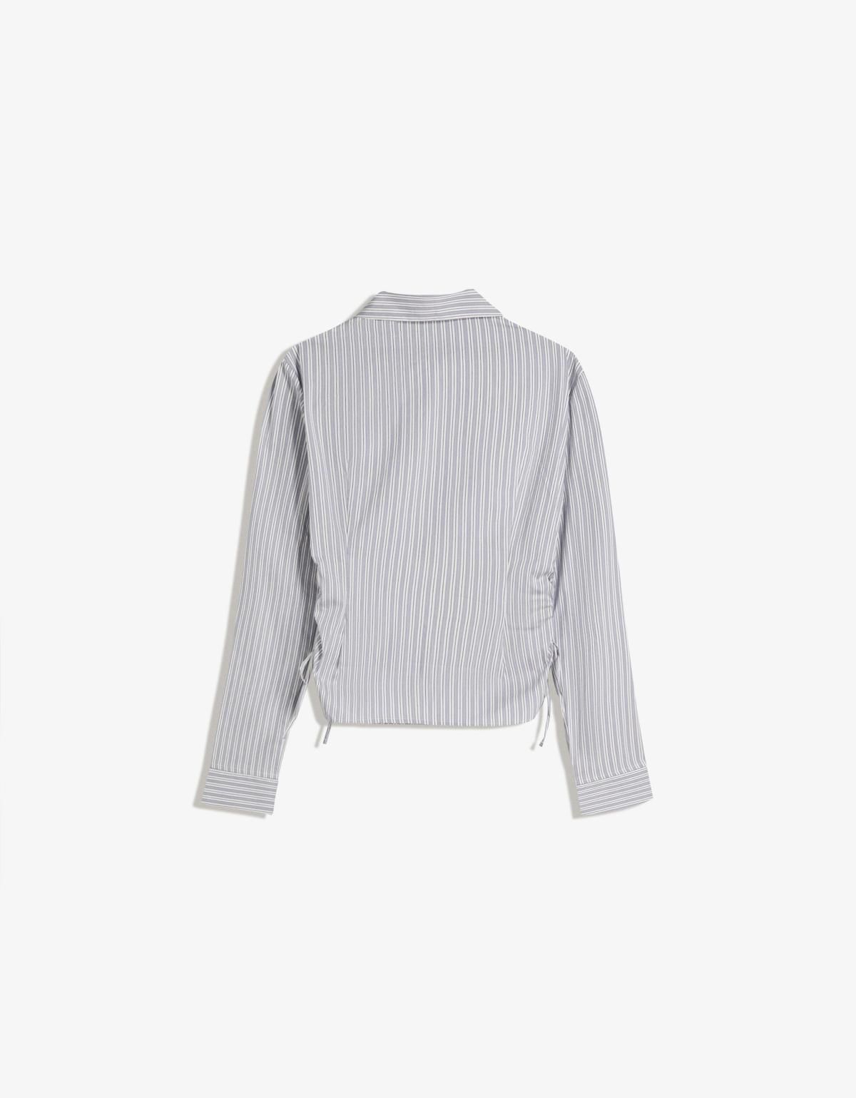 버쉬카 슬림핏 스트라이프 셔츠 셔링 긴팔 셔츠 6266/710 GREY - 상세 이미지 5
