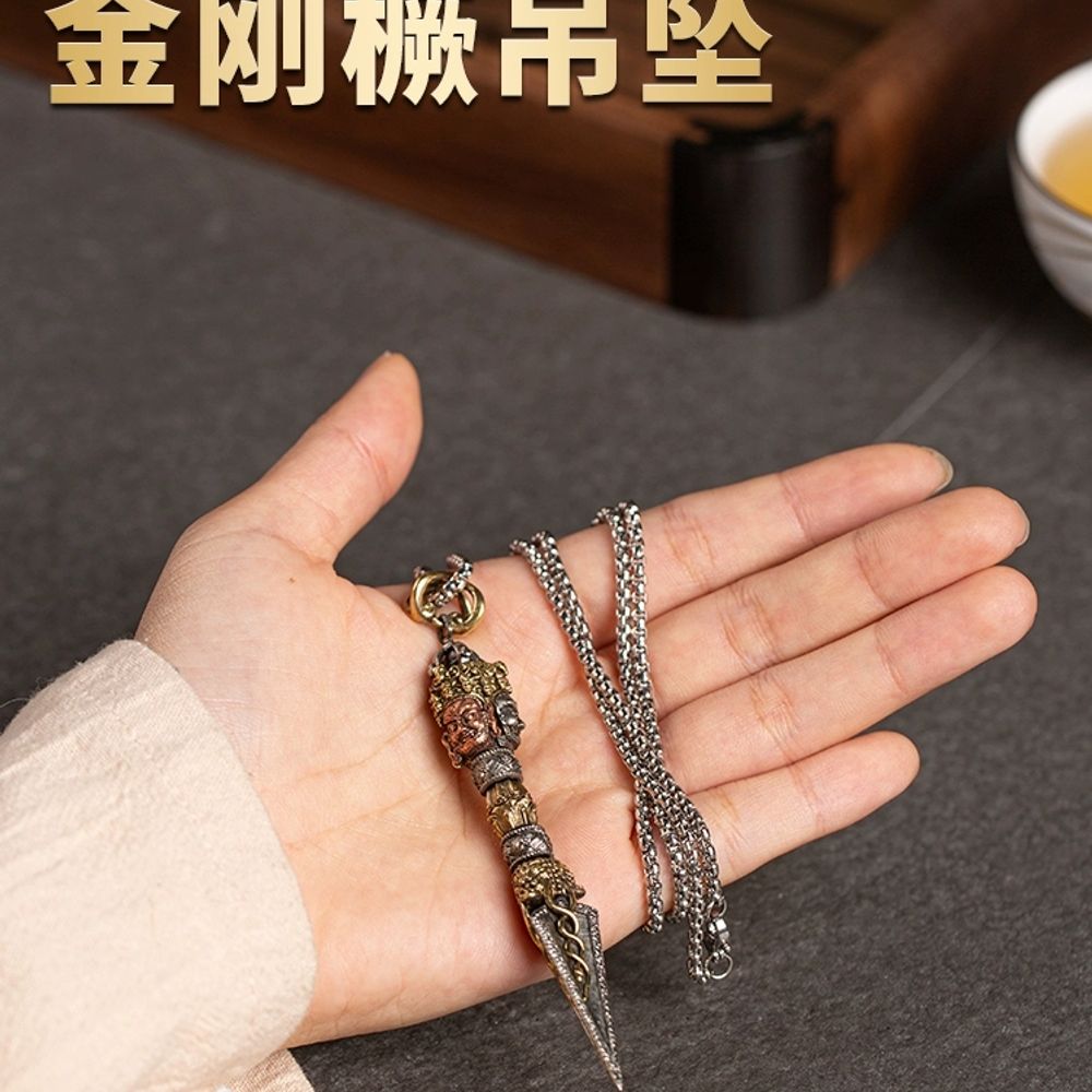 금강저 법기 금강령 펜던트 티베트 불교용품 명상 악세서리 A. 8cm 바즈라 프롱 펜던트 - 상세 이미지 2