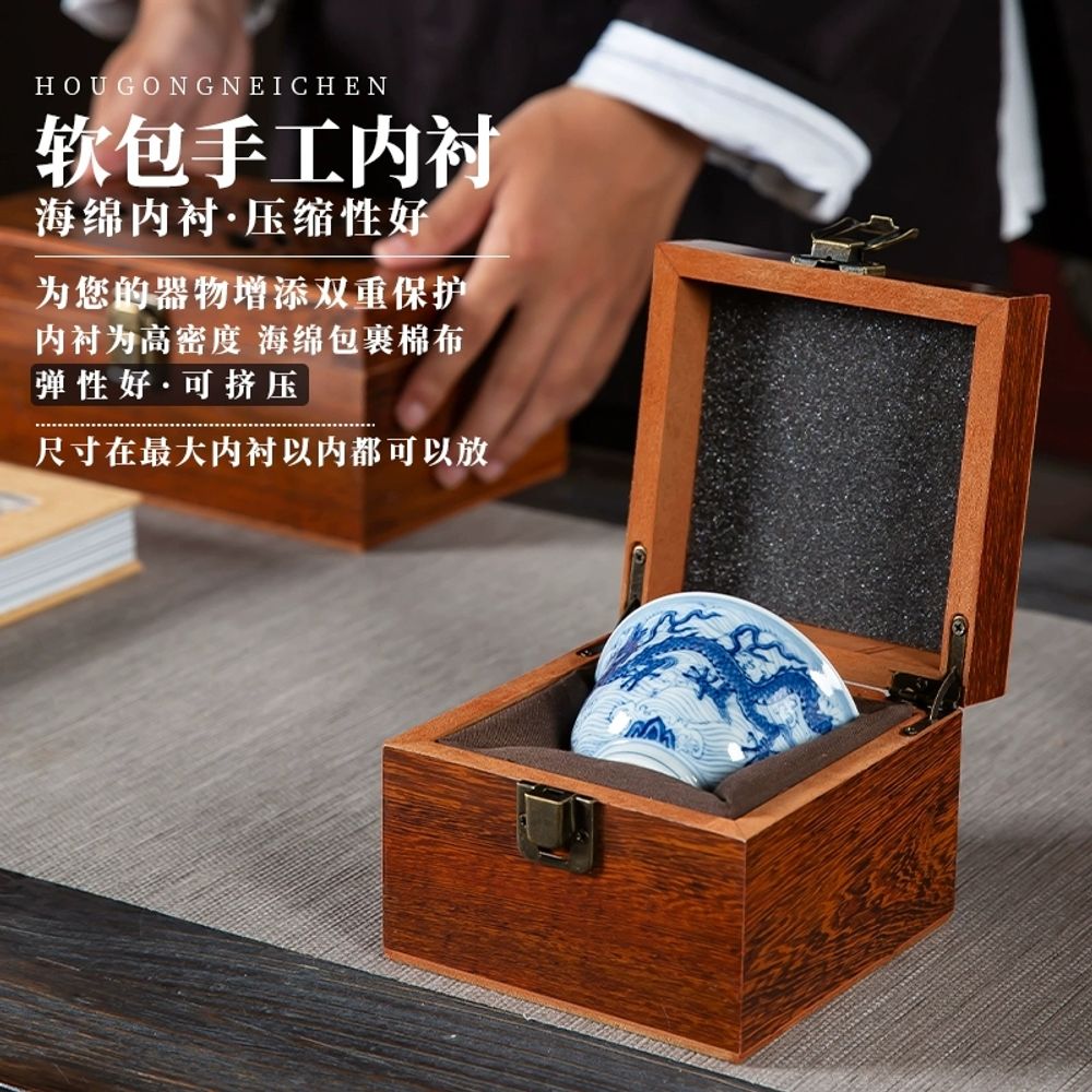 고급 격자무늬 선물상자 답례품 보관함 나무 박스 A. 작은 티컵 12x12x9.5 - 상세 이미지 4