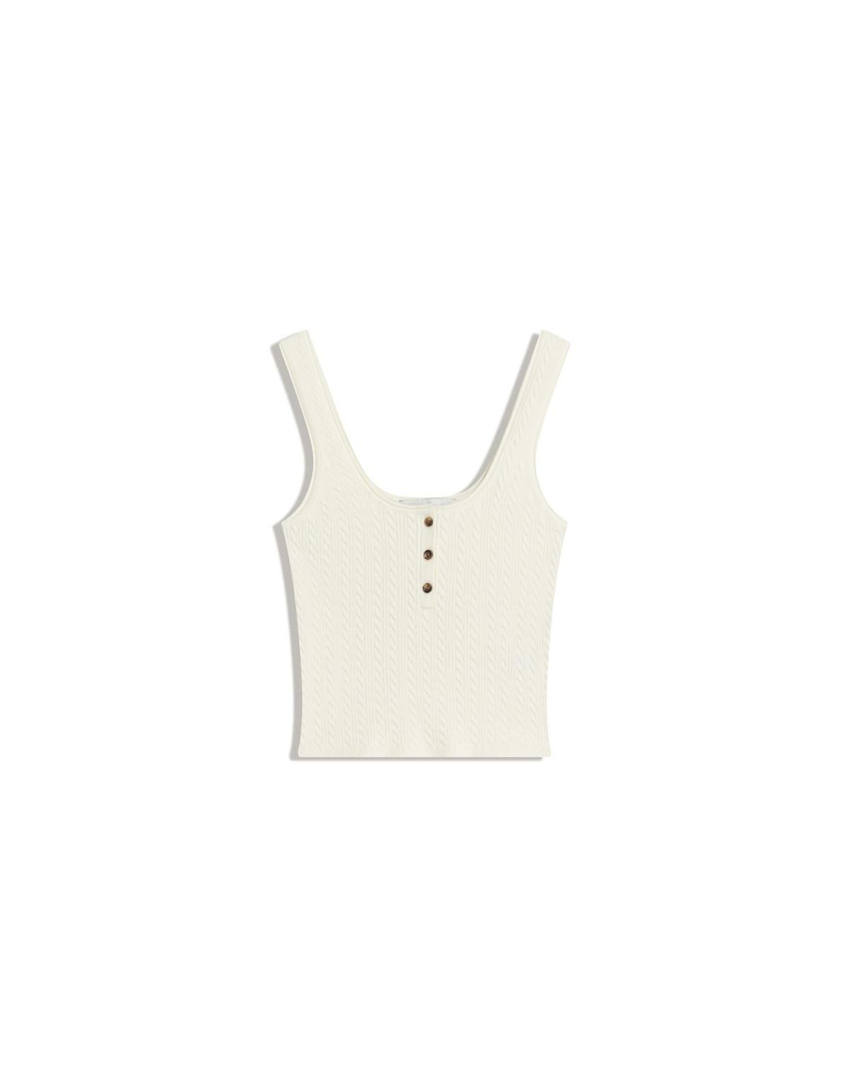 버쉬카 아이보리 케이블 니트 민소매 크롭탑 8744/623 CREAM - 상세 이미지 3