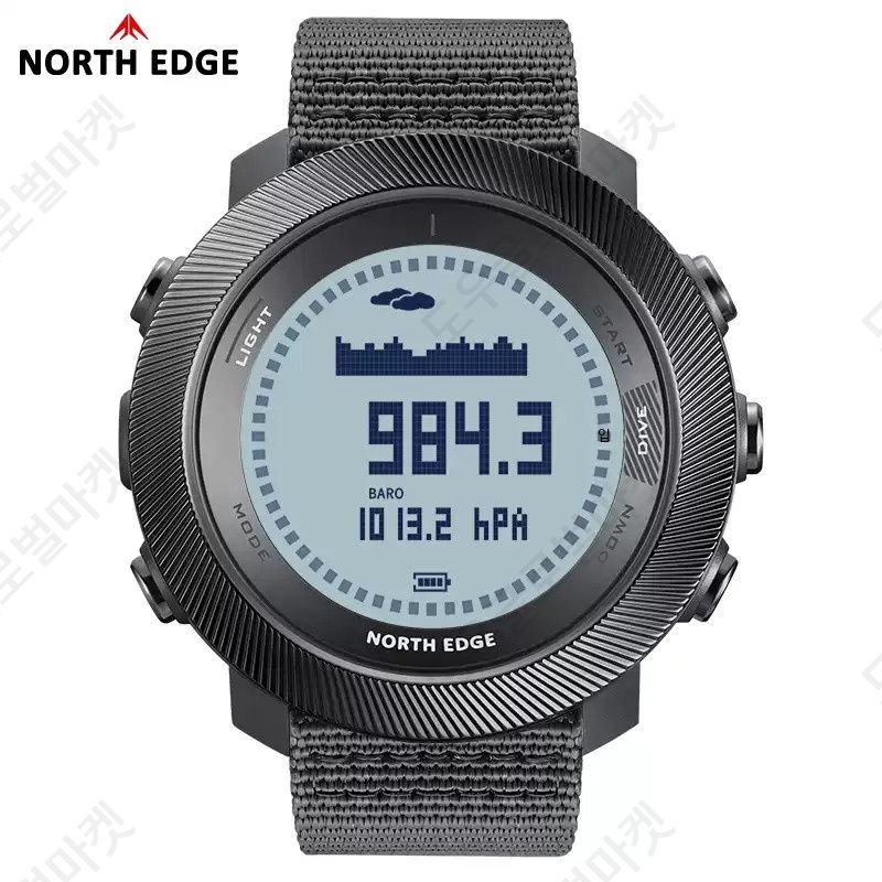 NORTH EDGE 잠수 손목시계 남성 방수 다기능 자유 잠수 시계 타이머 지시 바늘 기압 고도계 화이트 - 상세 이미지 3