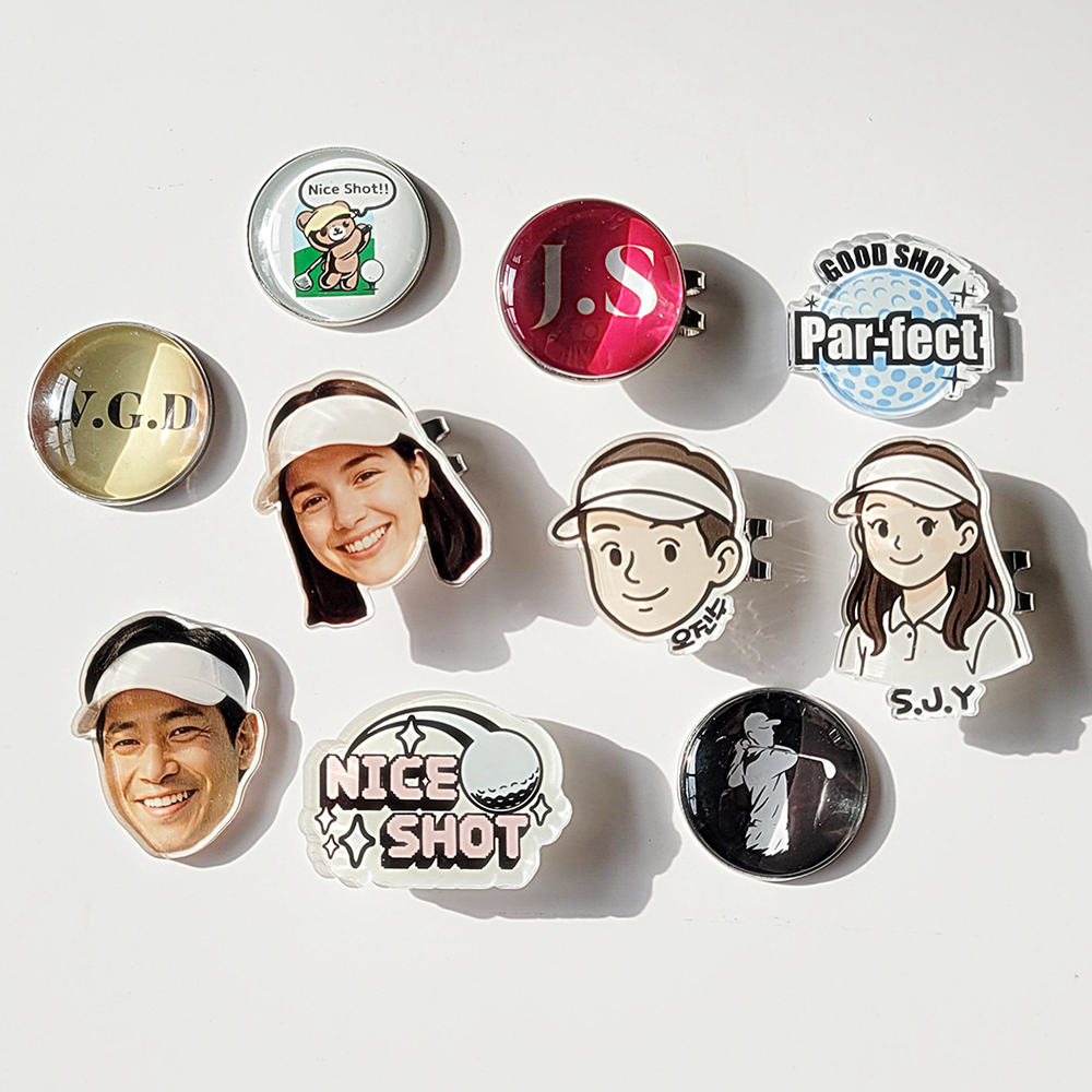 골프 볼마커 맞춤제작 유리돔 포토 이니셜 자석클립 커플 골프용품 선물 볼마크 제품 이미지