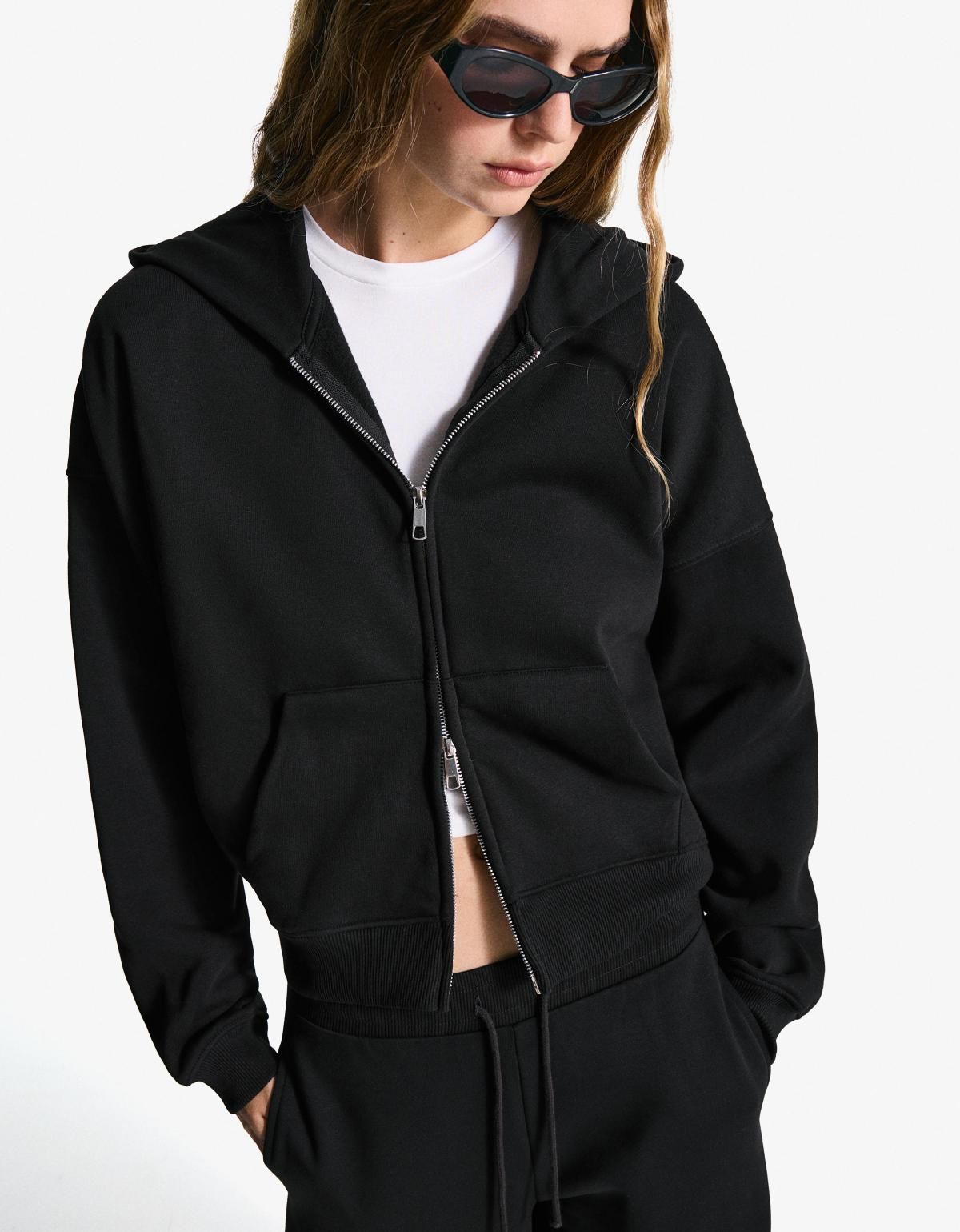 버쉬카 블랙 오버핏 집업 후드티 7053/190 BLACK - 상세 이미지 2