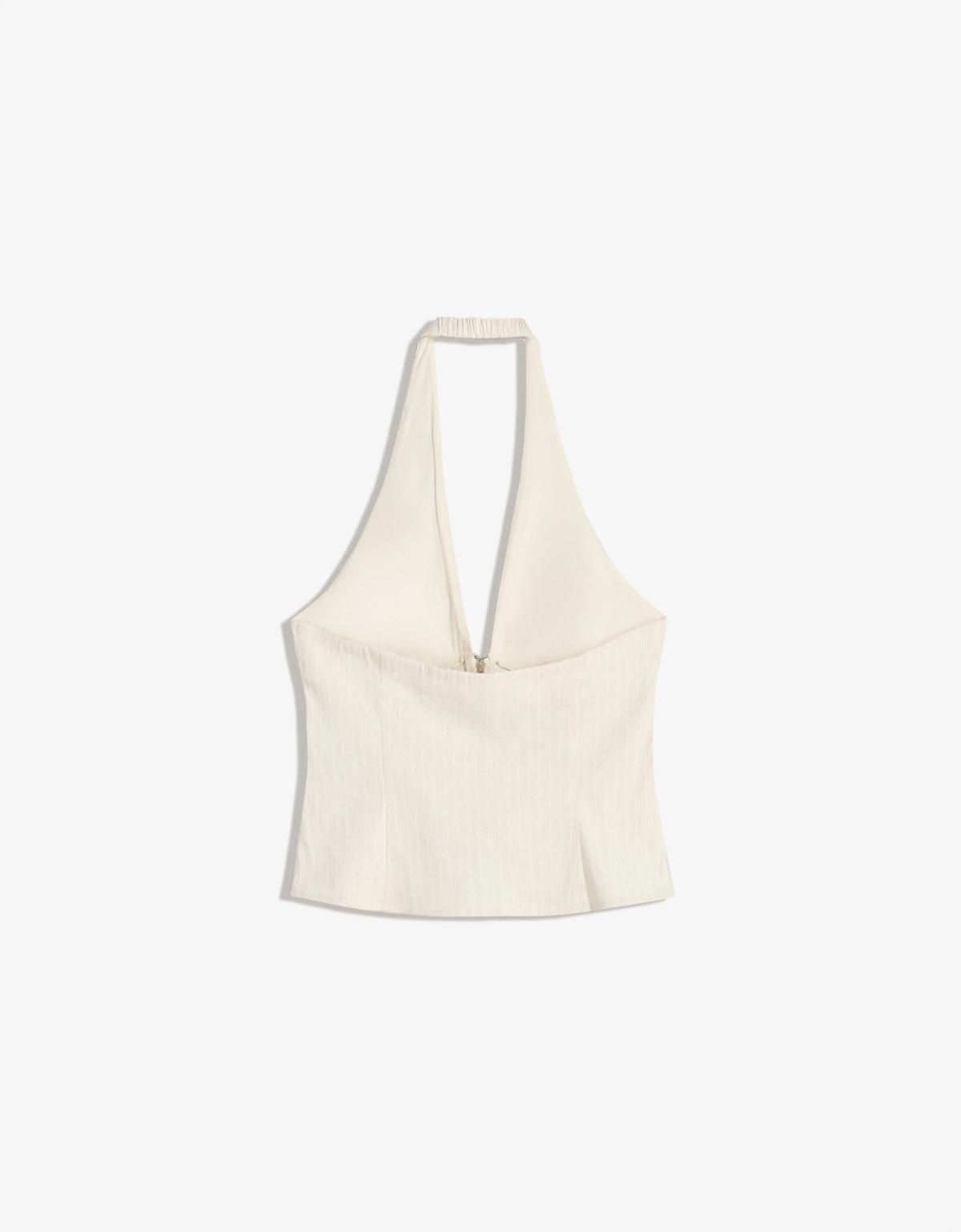 버쉬카 트렌디 베이직 벵갈린 홀터넥 민소매 탑 8808/707 BEIGE - 상세 이미지 5