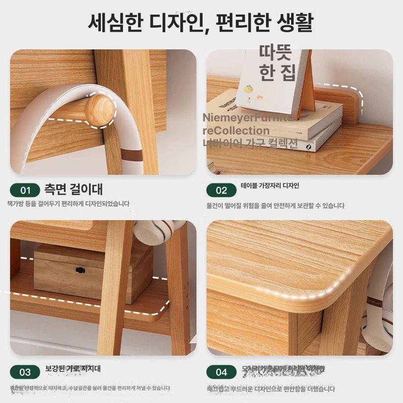 미니 책상 원목 작은 서랍 데스크 북카페 컴퓨터 60cm 고무나무색 기본형 단 테이블 - 상세 이미지 3
