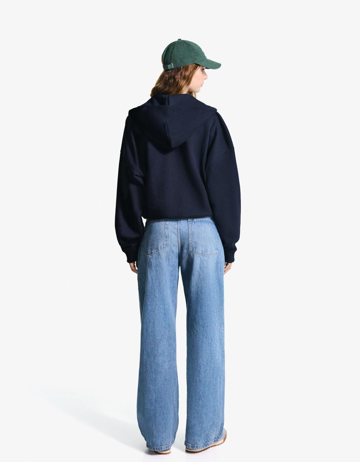 버쉬카 오버핏 베이직 집업 후드티 7053/190 NAVY - 상세 이미지 5