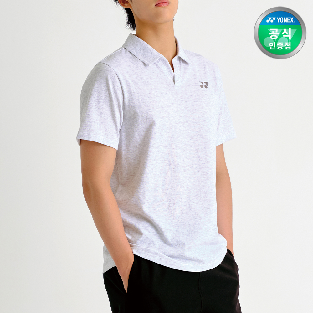 요넥스 253TS057U 배드민턴 카라 반팔 티셔츠 남녀공용 데일리웨어 멜란지화이트 - 상품 이미지