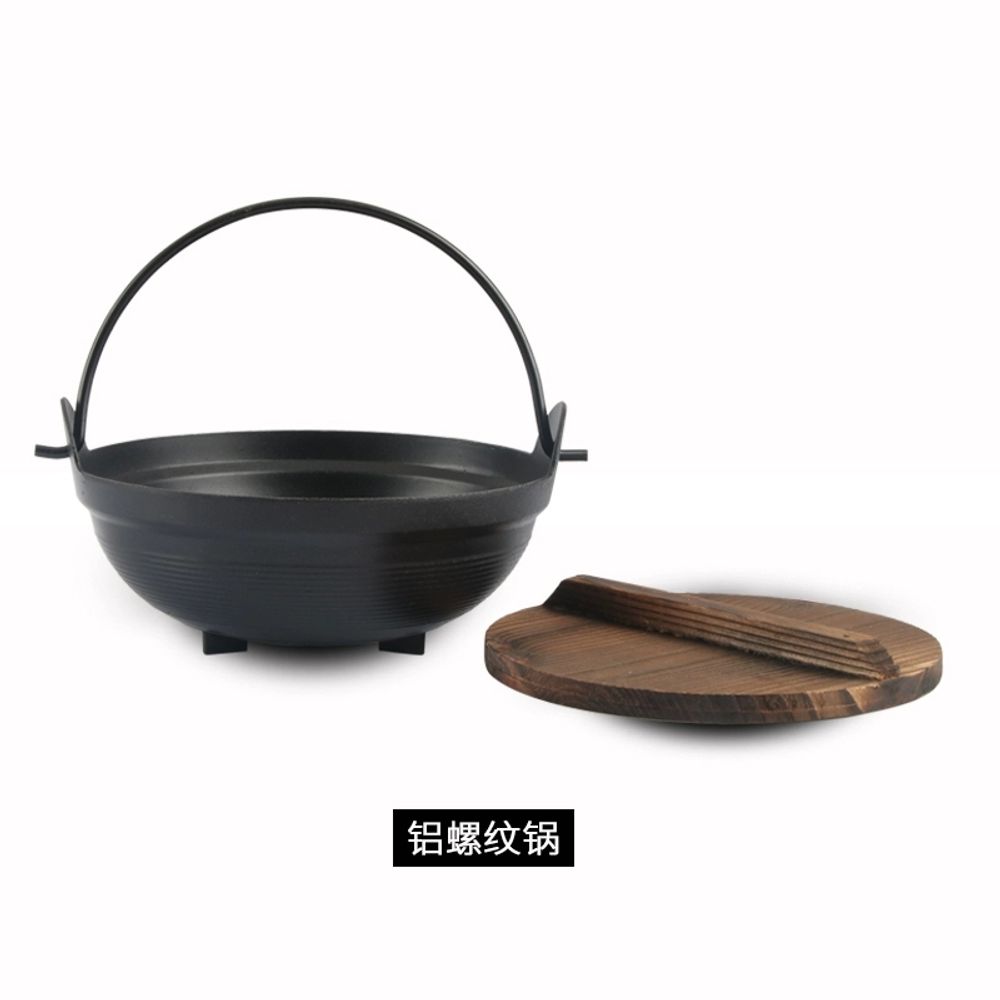 샤브냄비 나베 일본 주물 눈꽃솥 냄비 밀푀유 A. 뚜껑 없는 18cm 검정색 알루미늄 냄비 - 상세 이미지 5