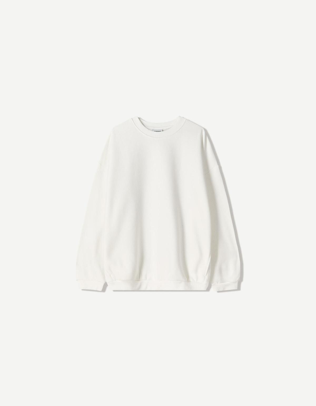 버쉬카 오버사이즈 베이직 포켓 맨투맨 7056/700 OFF WHITE - 메인 이미지