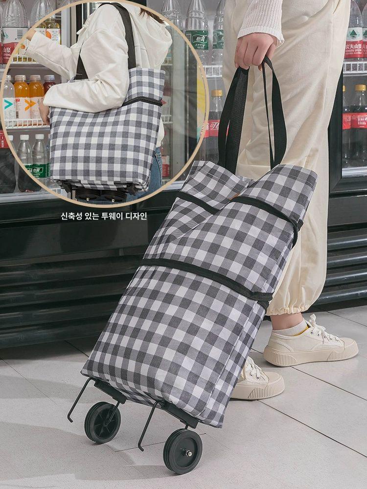 바퀴가방 캐리어 이동용 탈착식 장바구니 상쾌한 그린 리프 12.5-15.0kg - 상세 이미지 4