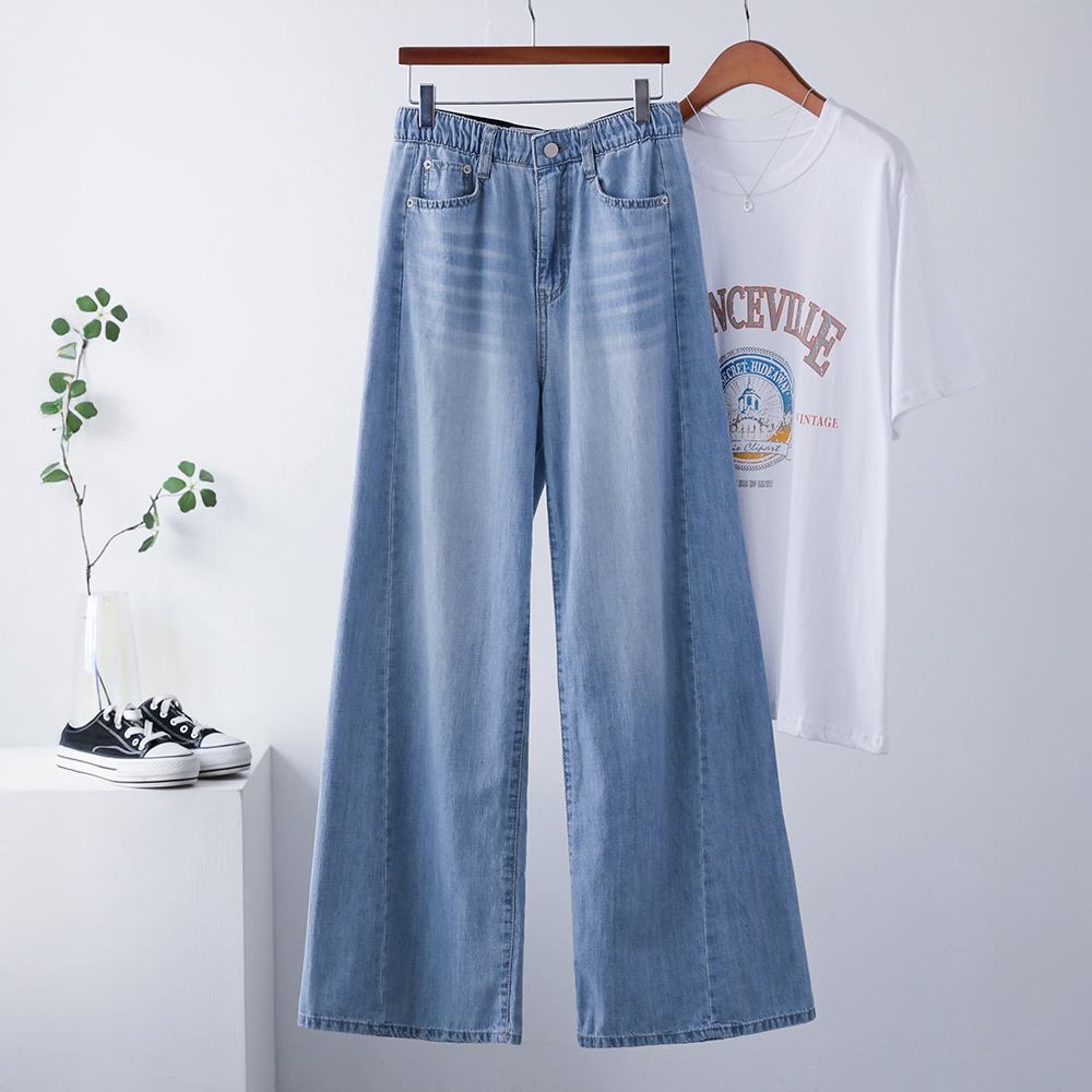 테이븐 롱다리핏 절개 와이드 히든밴딩 썸머 데님 팬츠 - 상세 이미지 2