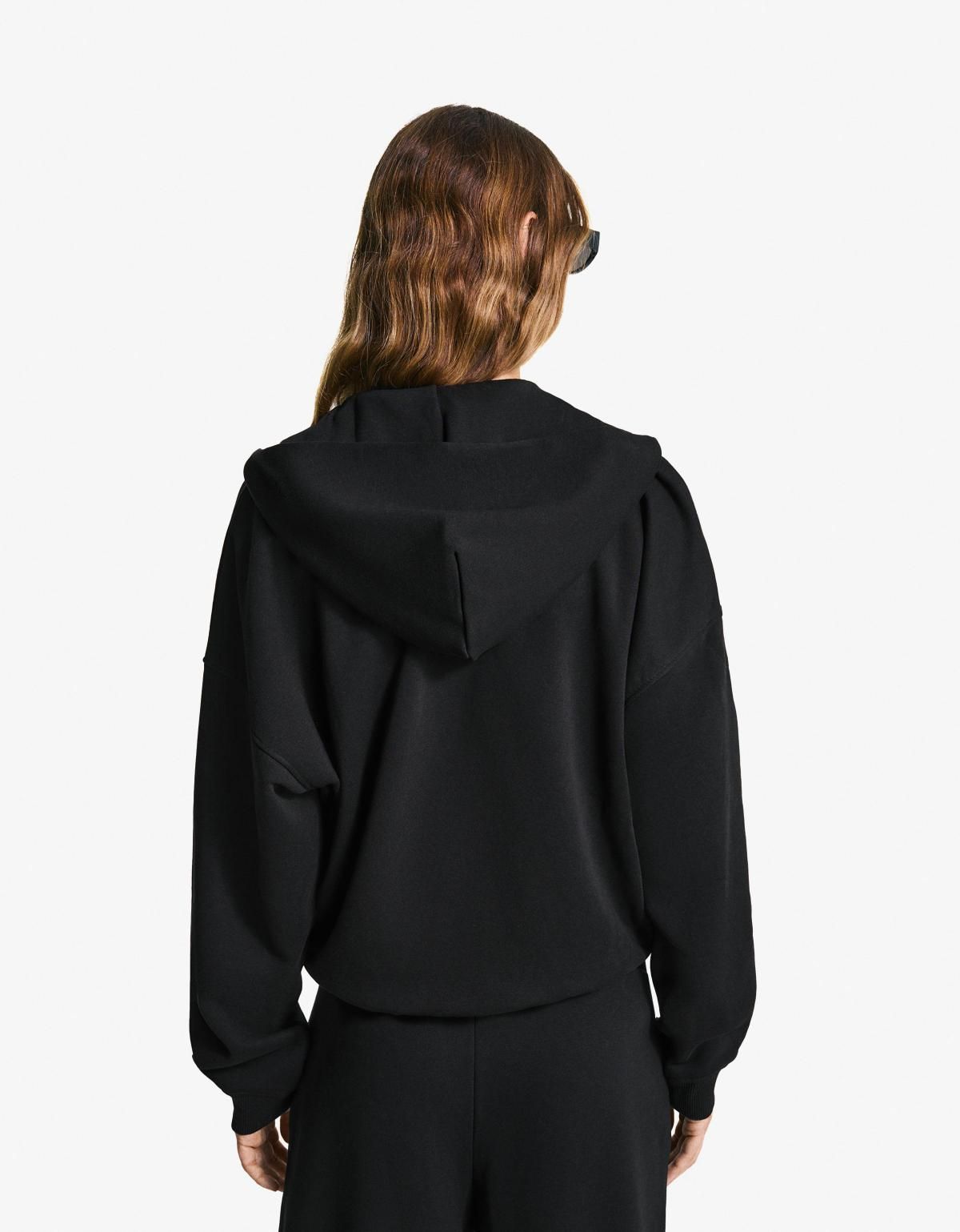 버쉬카 블랙 오버핏 집업 후드티 7053/190 BLACK - 상세 이미지 3