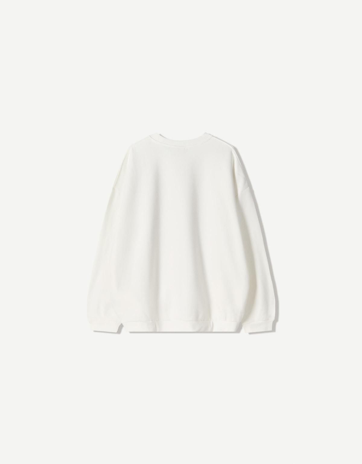 버쉬카 오버사이즈 베이직 포켓 맨투맨 7056/700 OFF WHITE - 상세 이미지 2