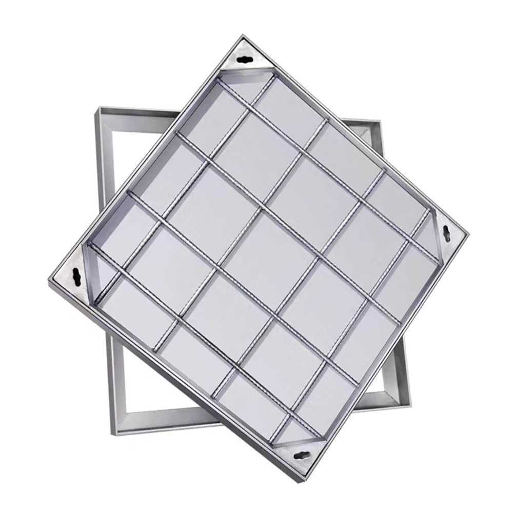 스텐 맨홀뚜껑 사각 스틸 수로관 통신 하수도 멘홀 600x600x50x3mm - 상품 이미지